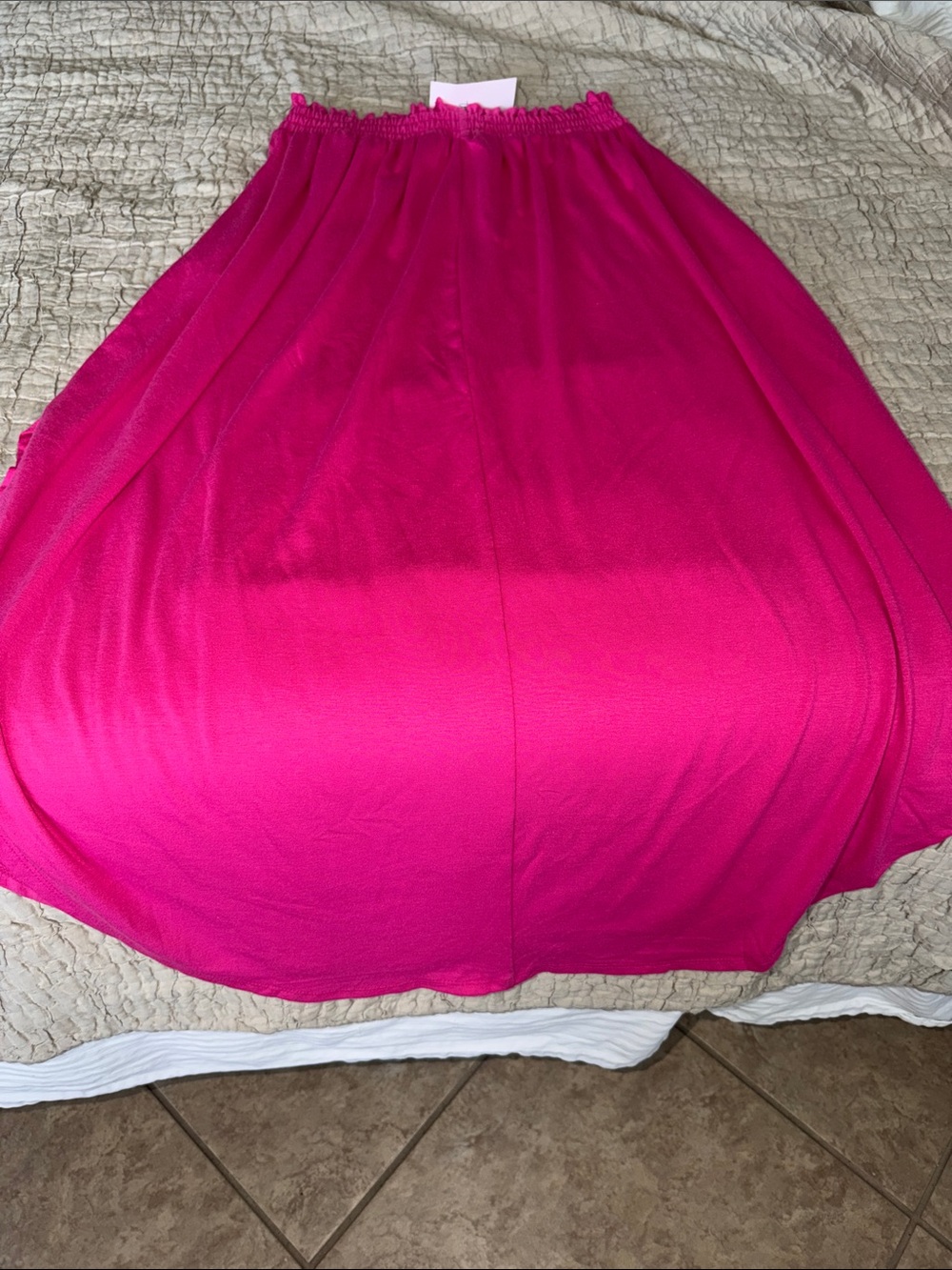 First Impressions Hot Pink Maxi Skirt with Elastic Waist medium NWT easy to pack